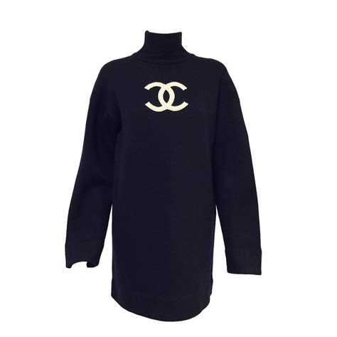 chanel knitted dress|authentic Chanel logo sweater.